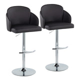 Dahlia - Contemporary Adjustable Barstool (Set of 2) - Chrome Metal Frame