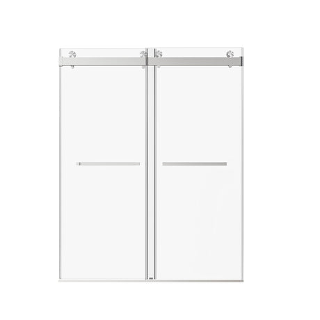 Frameless Double Sliding Soft-Close Shower Door, 3 / 8" (10Mm) Thick SGCC Tempered Glass Door, Matte