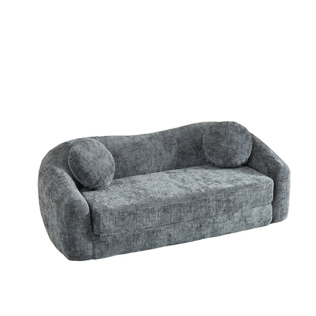 Curved Convertible Sofa, 2 In 1 Frameless Folding Sofa Bed With Pull Out Base And Deep Seat
