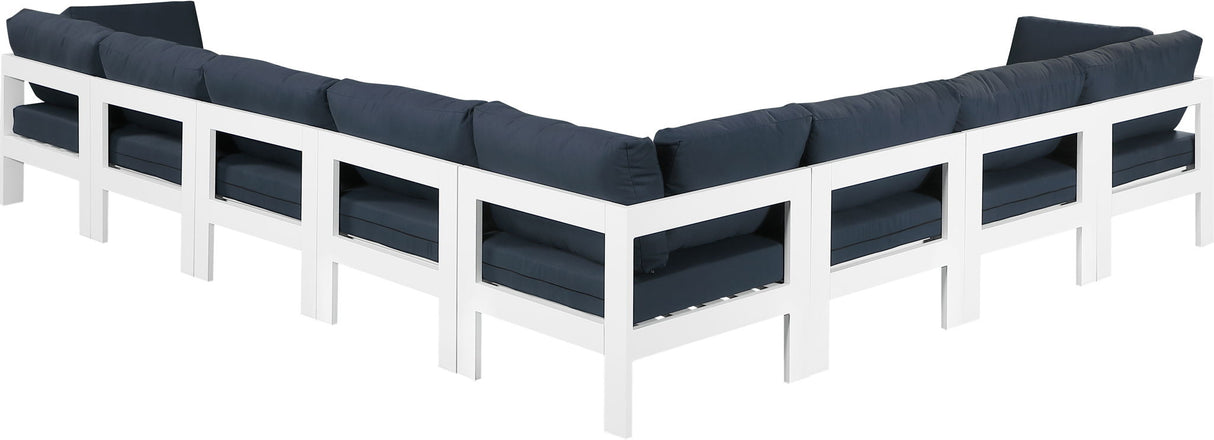 Nizuc - Outdoor Patio 8 Piece Modular Sectional With White Frame