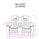 Raize - 10 Power Console Reclining Loveseat With LED - Gray