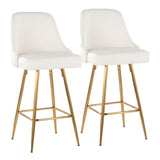 Studded - Marcel Fixed-Height Barstool (Set of 2) - Gold Metal
