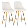 Studded - Marcel Fixed-Height Barstool (Set of 2) - Gold Metal
