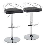 Charlotte - Glam Adjustable Swivel Barstool (Set of 2) - Chrome Frame
