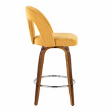 Ava - Upholstered Fixed-Height Barstool (Set of 2) - Walnut Wood Base