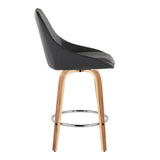 Diana - 26" Fixed-Height Counter Stool With Swivel And Round Chrome Metal Footrest (Set of 2) - Zebra Wood