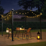 Outdoor Patio Pergola Gazebo - Steel Frame Sun Shelter With Retractable Canopy
