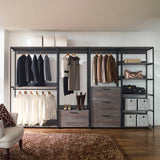 Monica - Wood And Metal Walk In Closet With 5 Shelves Construction - Gray