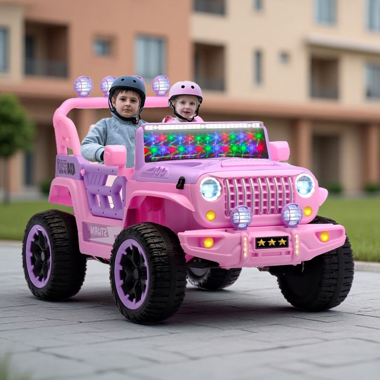 Electric Car With Remote Control, Colorful LED Lights, USB & MP3