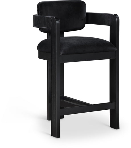 Sacha - Velvet Stool With Black Base