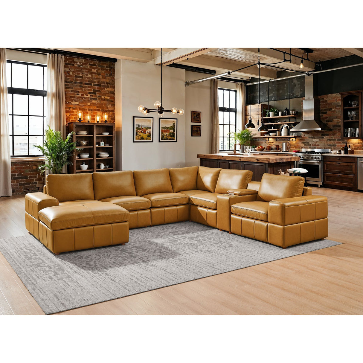 Modular Sectional With Large Square Arms, Custom Configuration