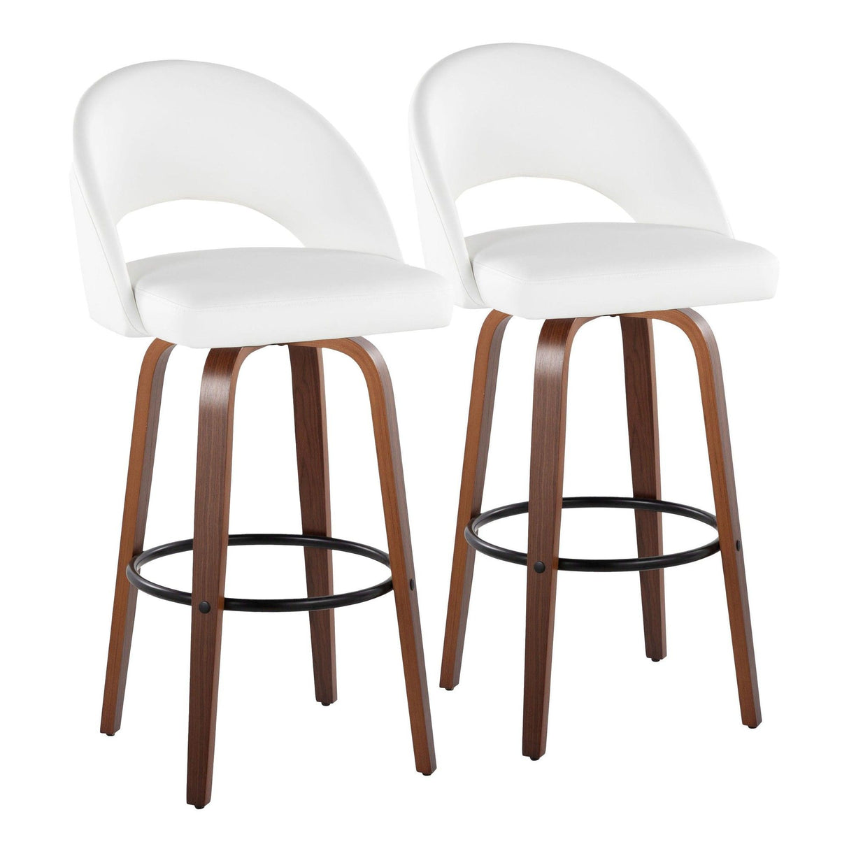 Renee - Upholstered Fixed-Height Barstool (Set of 2) - Walnut Wood Base
