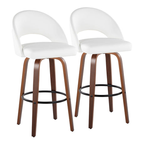 Renee - Upholstered Fixed-Height Barstool (Set of 2) - Walnut Wood Base