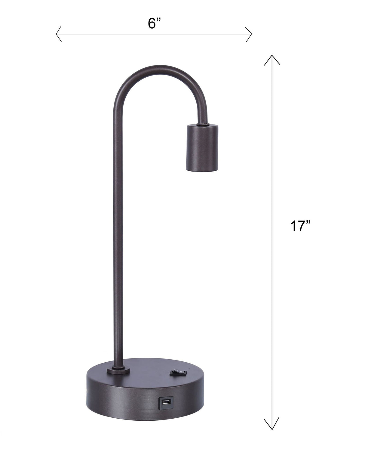 Cane - Tube Metal Task Lamp With USB - Gray Slate