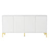 Modern Wood Sideboard Cabinet With Carved Door Panels, Adjustable Shelves, And Sturdy Metal Legs
