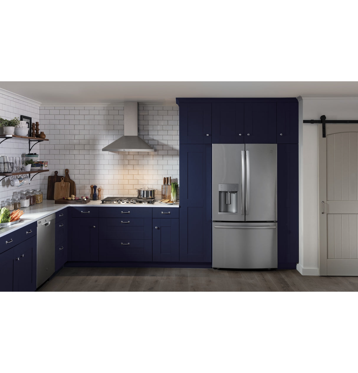 GE JVW5301SJSS - 30 in. Wall-Mount Pyramid Chimney Hood, Convertible Chimney Style Range Hood with 350 CFM, 4 Fan Speeds & 2 Halogen Lights - Stainless Steel