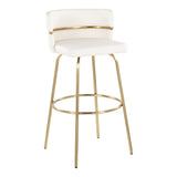 Cinch - 30" Fixed-Height Barstool With Swivel And Round Footrest (Set of 2) - Gold Metal