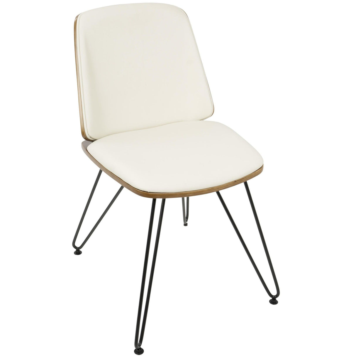 Avery - Chair (Set of 2) - Black Metal, Walnut Wood, Cream Faux Leather