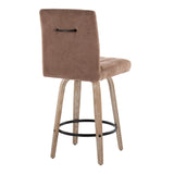 Hannah - 26" Fixed-Height Counter Stool With Swivel And Round Black Metal Footrest (Set of 2) - Whitewashed Wood