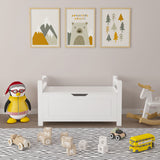 Toy Box Chest, Storage Trunk With Flip Top Lid And Safety Hinge - White