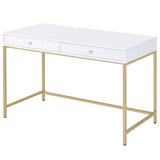 Ottey - Vanity Desk Same 92540) - White High Gloss & Gold