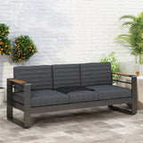 Giovanna - 3 Seater Sofa With Aluminum Frame And Water Repellence Cushions - Black
