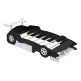 Race Car-Shaped Platform Bed With Wheels