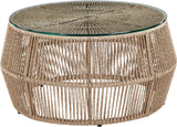 Coastline - Tempered Glass Top And Wicker Outdoor Patio Coffee Table - Natural | Natural
