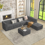 Modern Minimalist Ottoman Sofa Compressed Sectional Corduroy Couch Sleeper