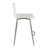 Mara - 26" Upholstered Fixed-Height Counter Stool With Swivel (Set of 2) - Stainless Steel