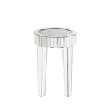 Noralie - 16" Round End Table - Mirrored & Faux Diamonds