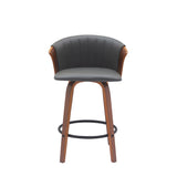 Diana - Swivel Walnut Wood Faux Leather Counter Stool