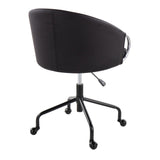 Claire - Contemporary/Glam Task Chair - Black Metal And Black Faux Leather With Silver Metal Accents