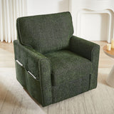 360° Swivel Accent Barrel Armchair With Side Pockets, Compact Design