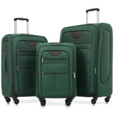 Softside Luggage Expandable 3 Piece Set Upright Spinner Lightweight Suitcase