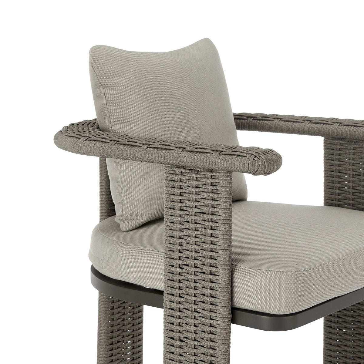 Ciela - Outdoor Dining Chair With Rattan Trim Aluminum Frame And Clouded Taupe Cushion (Set of 2) - Dark Bronze / Gray