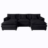 Modern Comfy Deep Seat Modular Sectional Sofa Cloud Couch With Ottoman