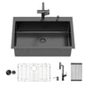 Drop-In Stainless Steel Kitchen Sink With Pull-Out Faucet And Soap Dispenser