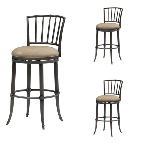Vince - Commercial Grade Steel Frame Faux Leather Upholstered Swivel Bar Height Barstool
