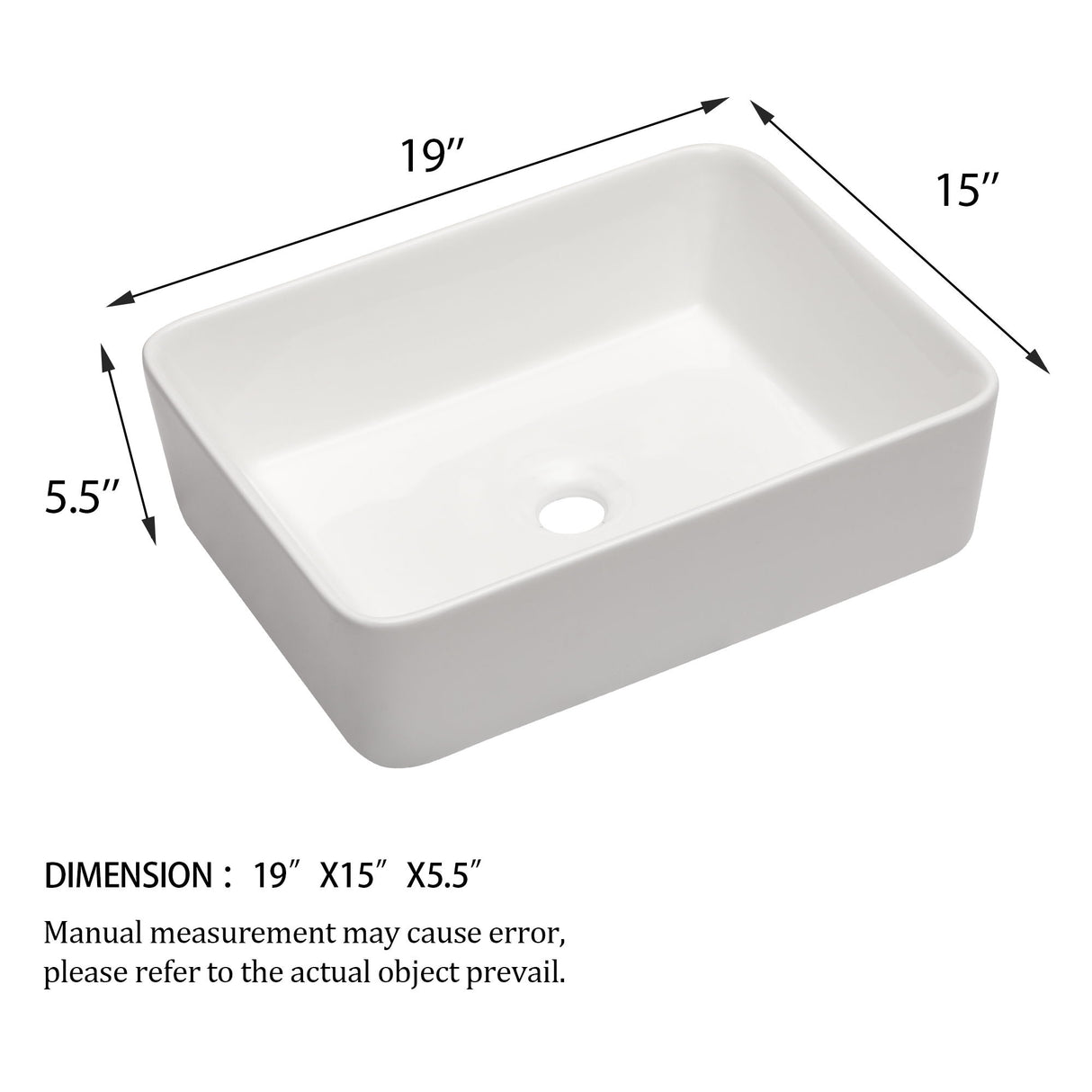 Modern European Design Ceramic Rectangular Vessel Bathroom Sink