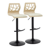 Folia - Adjustable Barstool (Set of 2) - Natural Wood