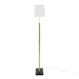 Folia - Floor Lamp - Gold Metal With White Linen Shade And Black Marble Base