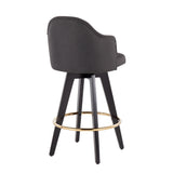 Ahoy - Fixed-Height Counter Stool - Wood Legs And Round Metal Footrest With Fabric Seat (Set of 2)