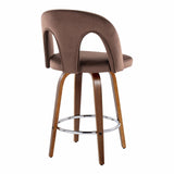Ava - Upholstered Fixed-Height Barstool (Set of 2) - Walnut Wood Base