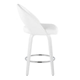 Cinch - Contemporary Fixed-Height Swivel Counter Stool (Set of 2) - White Wood And Round Silver Footrest