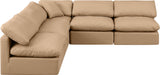Indulge - Faux Leather 5 Piece Modular Corner Armless Sectional - Tan