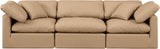 Indulge - Faux Leather 3 Piece Modular Sofa - Tan