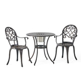 3 Piece Outdoor Aluminium Cast Bistro Set With Ice Bucket - Copper