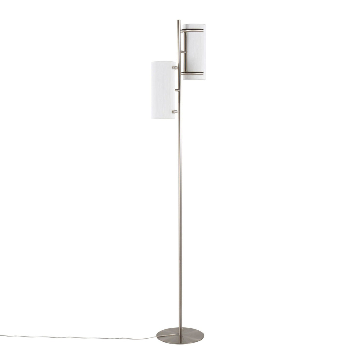 Rhonda - Floor Lamp - Brushed Nickel With White Shade