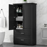 Tall Bathroom Storage Cabinet, Cabinet With 2 Doors And Drawers, Adjustable Shelf